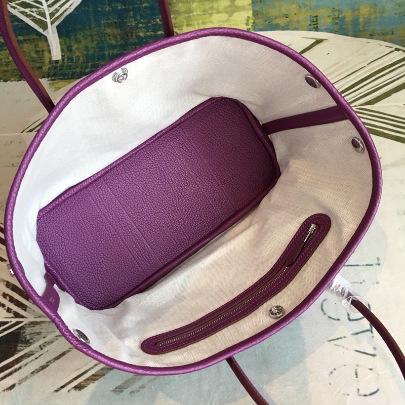 Hermes Garden Party 30cm Tote Handbag In Purple Clemence Leather